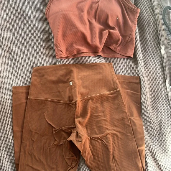 Lululemon Roasted Brown Ribbed Leggings Set - Picture 3 of 3